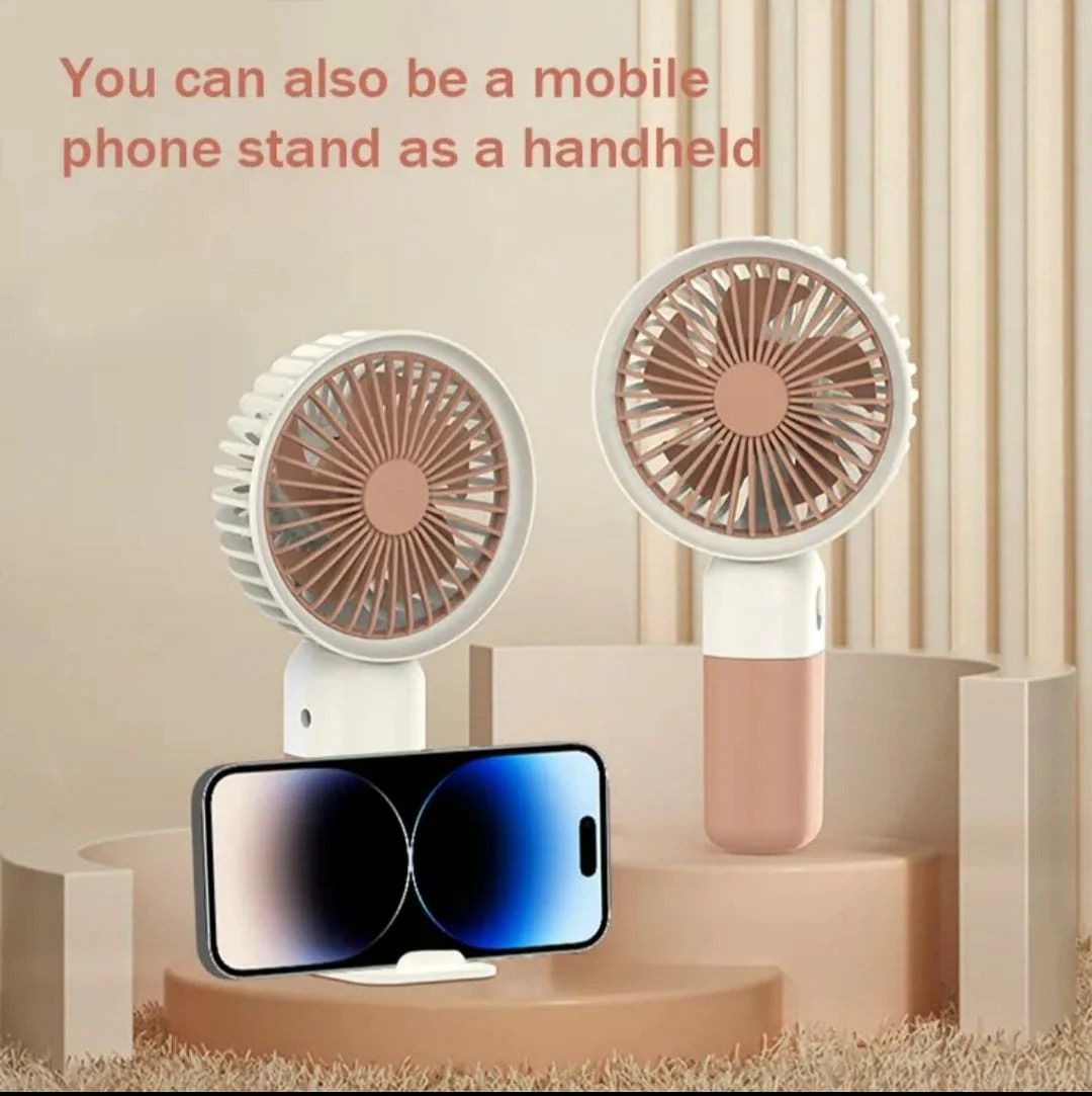 Mini Cute Fan – Portable USB Rechargeable Handheld Cooling Fan for Kids &amp; Adults, Stand/Base Included (Random Color) View Gallery - Pakistan