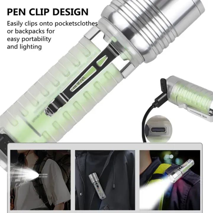 520A Multifunctional Zoom Flashlight | Rechargeable Torch with White, Red, Blue &amp; UV LED + White Laser View Gallery - Pakistan