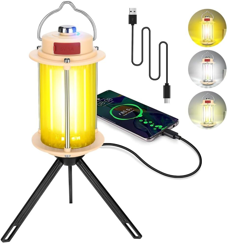 MX6611 Stepless Dimmable LED Camping Light – Portable Rechargeable Outdoor Lantern with Tripod Stand View Gallery - Pakistan
