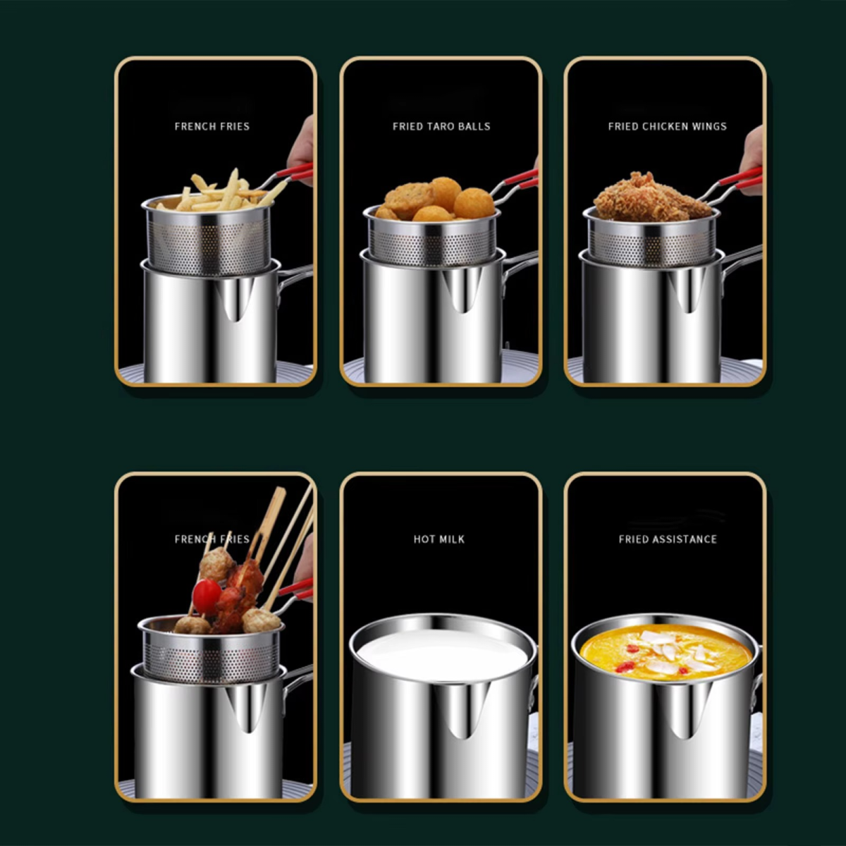 Stainless Steel Deep Fryer Pot with Strainer – Heavy-Duty Frying Pan for Home Kitchen Use – 1200ML Oil Capacity View Gallery - Pakistan