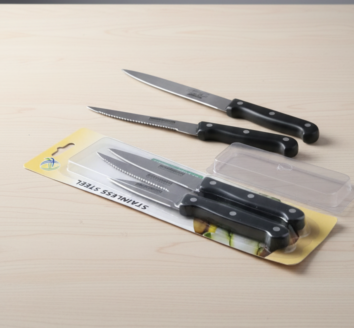 3-Piece Kitchen Knives Set – Black | Non-Stick Coating, Ergonomic Anti-Slip Handles, Perfect for Chopping, Slicing &amp; Dicing | Dishwasher Safe View Gallery - Pakistan