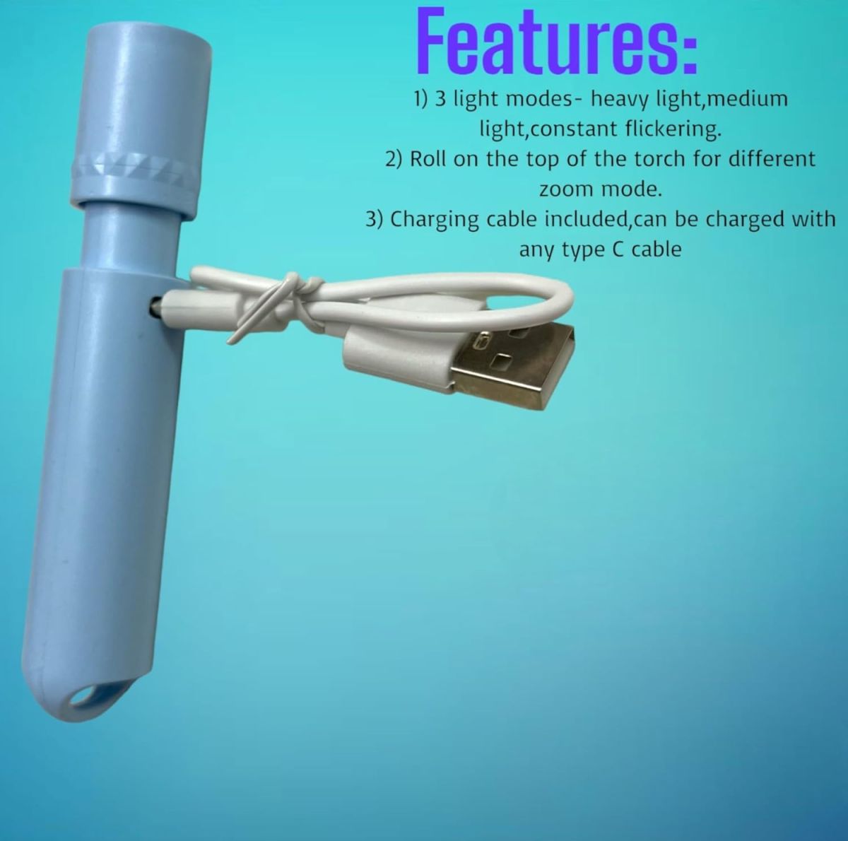 Pl 003 Long Range LED Rechargeable Torch Light – 1000 Lumens, 3 Modes, 500m Beam Distance, 1400mAh Battery with USB Cable, Durable Outdoor Flashlight View Gallery - Pakistan