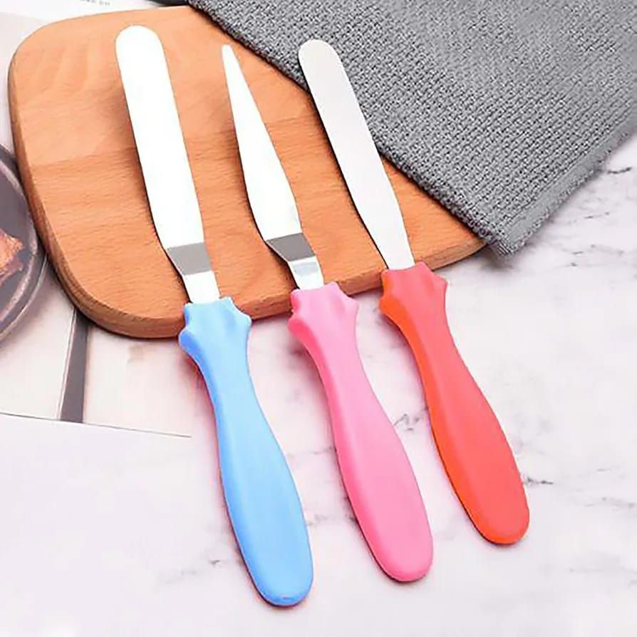 3-Piece Cake Decorating Knife Set – Stainless Steel Spatula &amp;amp; Cream Spreader Tools (Multi-Color)