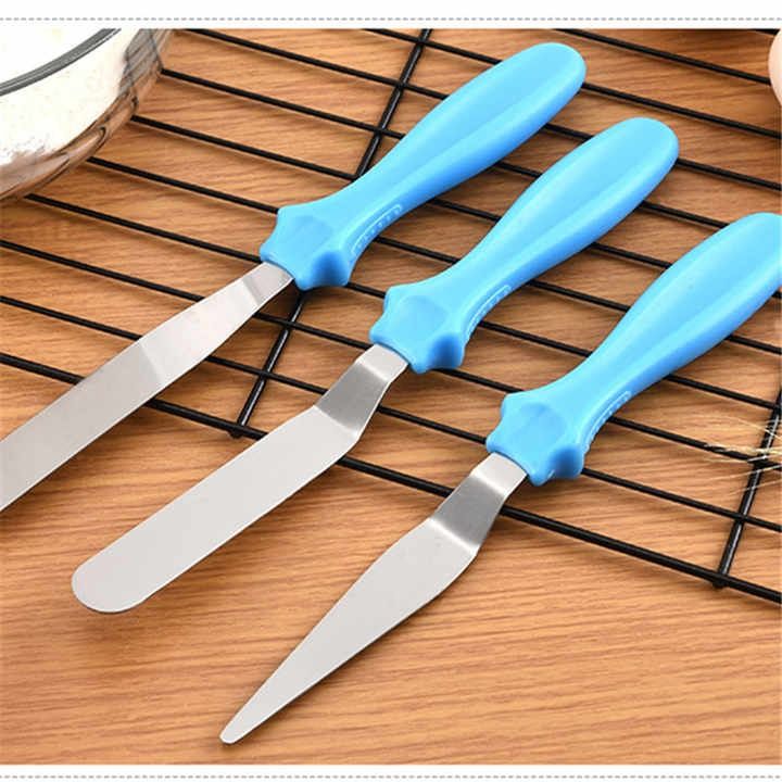 3-Piece Cake Decorating Knife Set – Stainless Steel Spatula &amp; Cream Spreader Tools (Multi-Color) View Gallery - Pakistan