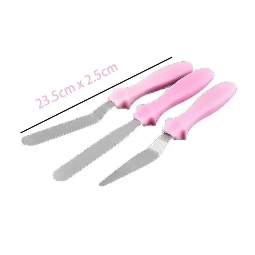 3-Piece Cake Decorating Knife Set – Stainless Steel Spatula &amp; Cream Spreader Tools (Multi-Color) View Gallery - Pakistan