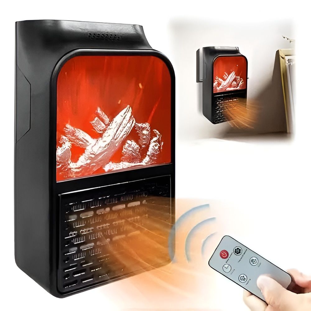 Flame Heater 1000W – Portable Electric Plug-in Room Heater with Flame Effect &amp;amp; Remote Control