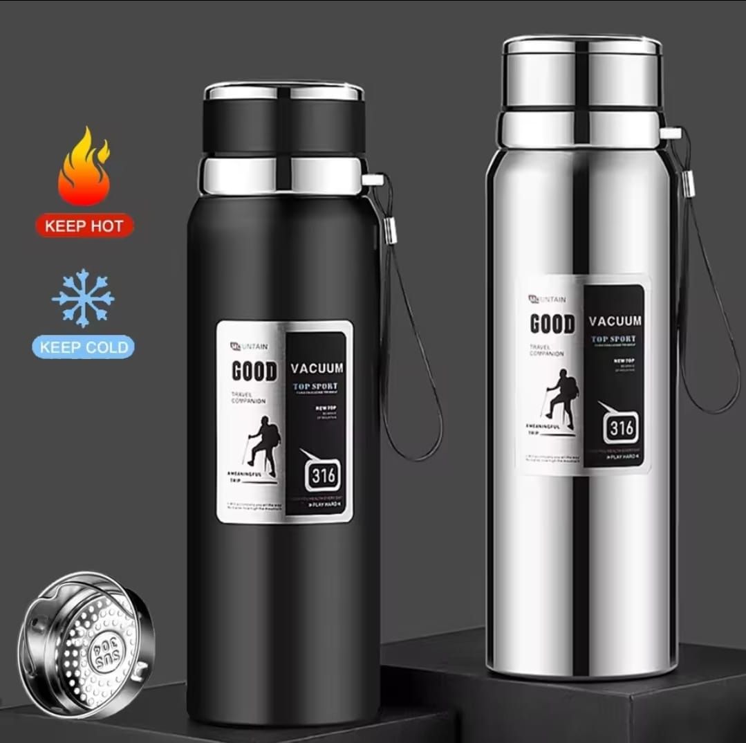 1000ml Large Capacity Stainless Steel Thermos Bottle – Hot &amp;amp; Cold Vacuum Flask Water Bottle (Random color)