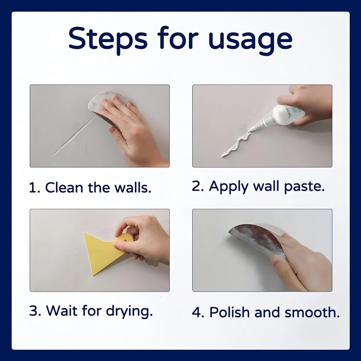 Wall Repair Paste 200gm – White Waterproof Crack Filler With Scraper, Wall Putty &amp; Hole Mending Agent for Damaged Walls and Joints View Gallery - Pakistan