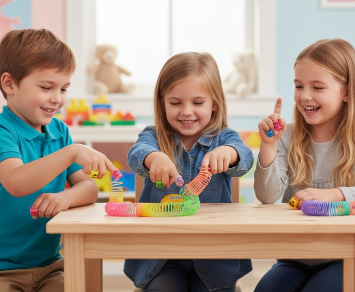 Pack of 12 Magic Slinky Spring Finger Fidget Toys – Stress Relief Sensory Toy for Kids &amp;amp; Adults, Fun Party Favors and Learning Activity, Multicolor