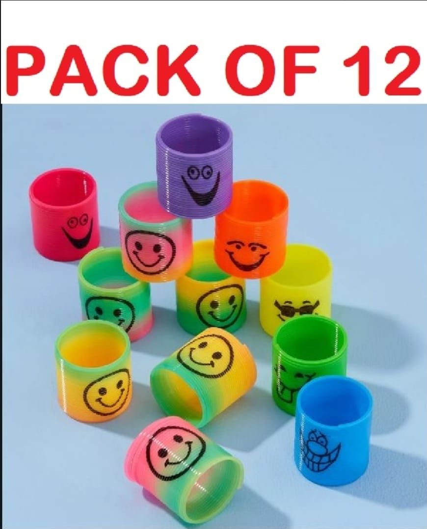 Pack of 12 Magic Slinky Spring Finger Fidget Toys – Stress Relief Sensory Toy for Kids &amp; Adults, Fun Party Favors and Learning Activity, Multicolor View Gallery - Pakistan