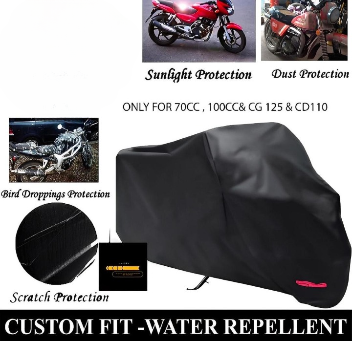 Bike Top Cover – Water &amp; Scratch Proof Parachute – Fits CD70CC and 125CC Bikes (Random color) View Gallery - Pakistan