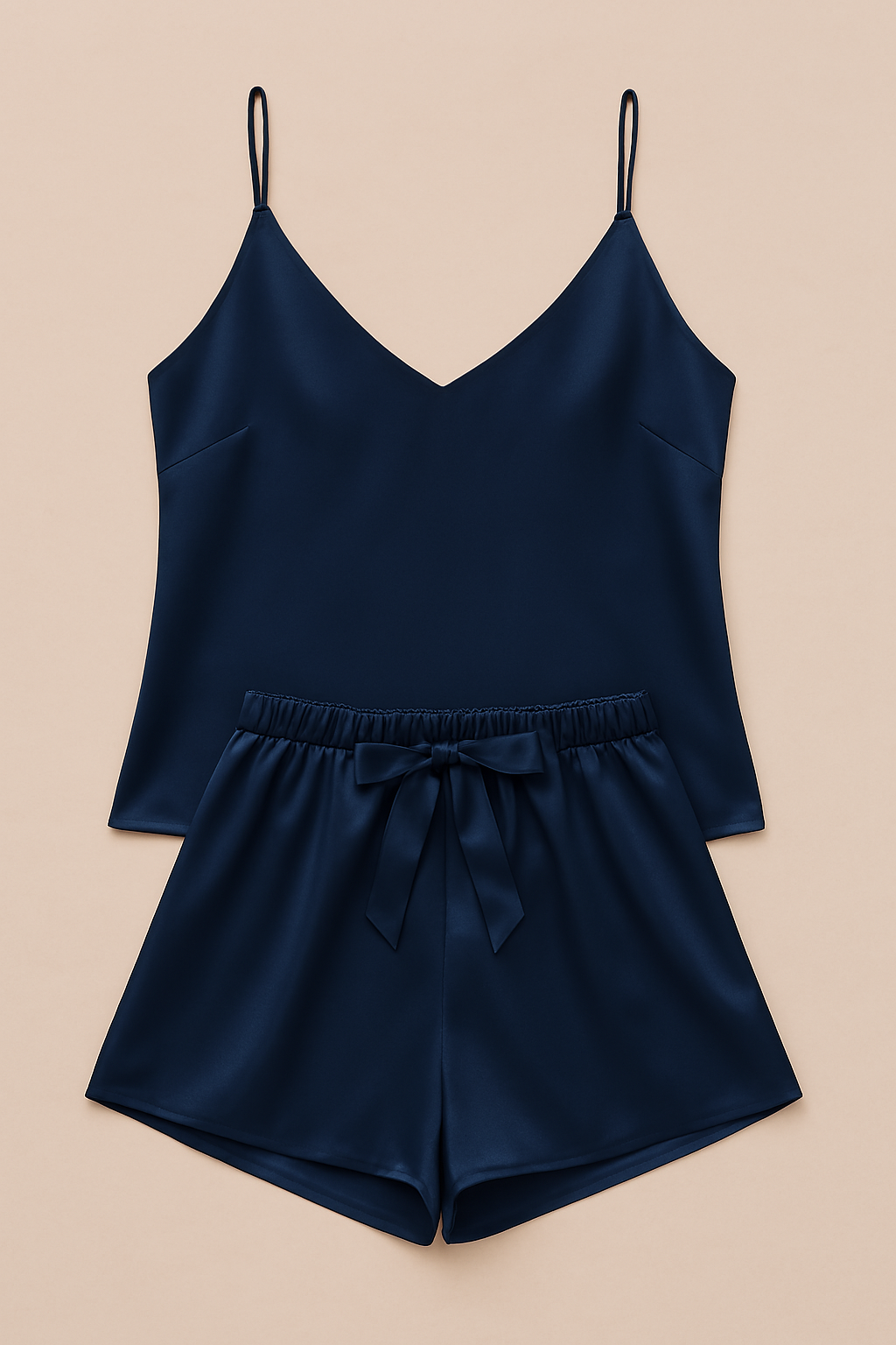 Satin Sleepwear Set featuring a luxe camisole and shorts Silky soft, lightweight, and elegantly tailored for cozy, stylish nights - Free Size View Gallery - Pakistan