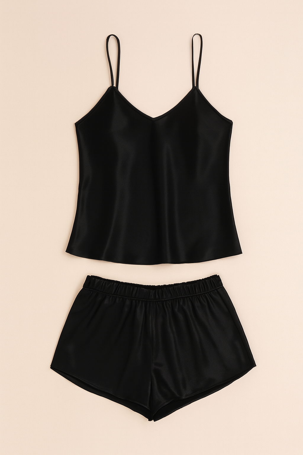 Satin Sleepwear Set featuring a luxe camisole and shorts Silky soft, lightweight, and elegantly tailored for cozy, stylish nights - Free Size View Gallery - Pakistan