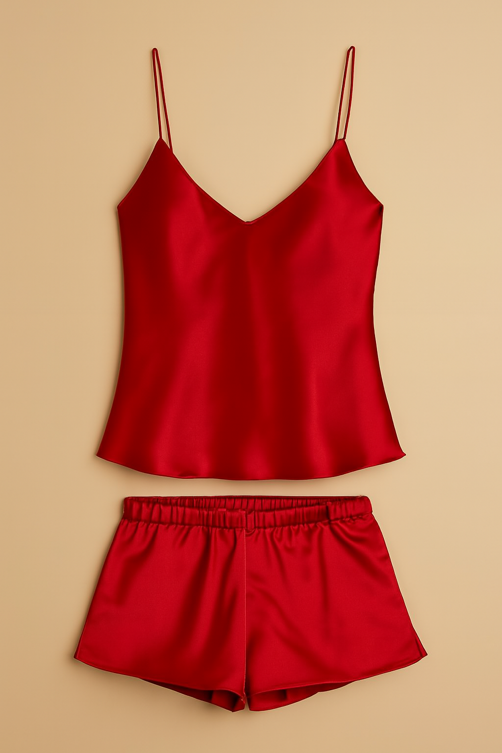 Satin Sleepwear Set featuring a luxe camisole and shorts Silky soft, lightweight, and elegantly tailored for cozy, stylish nights - Free Size View Gallery - Pakistan