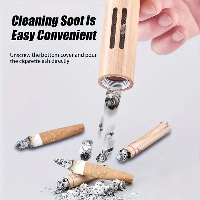 Portable Mobile Ashtray Mini Car Ashtray Anti Soot-flying Cigarette Cover Not Produce Ashes Walnut Wood Cigarette Holder View Gallery - Pakistan