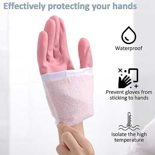 Long Reusable Dishwashing Gloves with Warm Fleece Lining – Extra Long Waterproof Rubber Cleaning Gloves, Anti-Slip, Heat Resistant for Kitchen, Laundry, and Household Use (Random Color) View Gallery - Pakistan