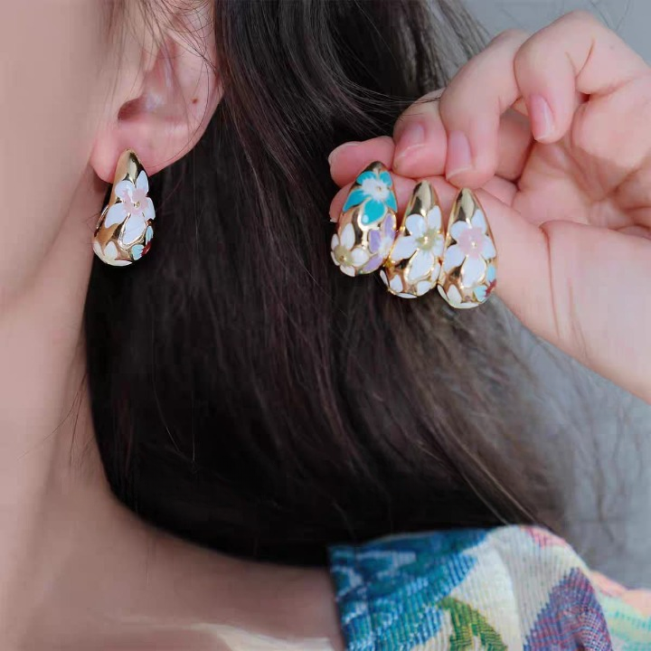 Flower Hollow Drop Earrings – Stylish Women’s Fashion Jewelry in Multiple Colors Pink, Green, Orange, White, Purple, Blue, Red, Black (PQT-105) View Gallery - Pakistan