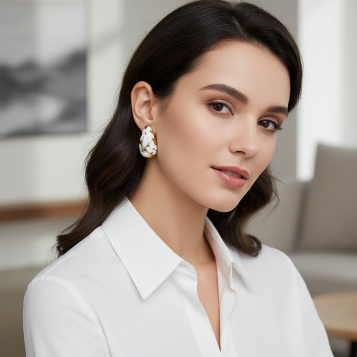 Flower Hollow Drop Earrings – Stylish Women’s Fashion Jewelry in Multiple Colors Pink, Green, Orange, White, Purple, Blue, Red, Black (PQT-105) View Gallery - Pakistan