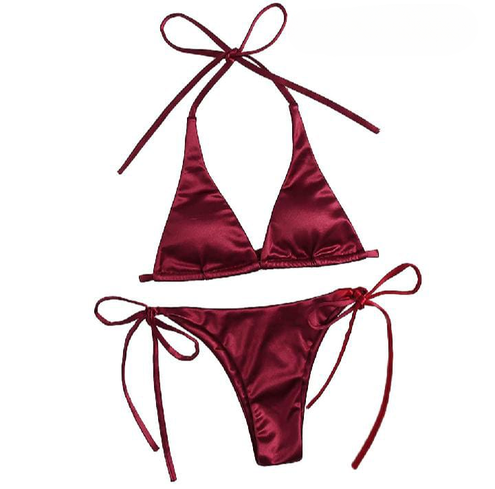 Women’s Bikini Set – Halter Neck Triangle Top &amp; Adjustable Side-Tie Bottom | Stylish Swimwear for Beach &amp; Pool View Gallery - Pakistan