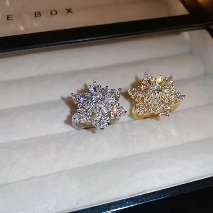 Sparkling Flower Rotating Ring – Adjustable Elegant Spinning Ring for Women &amp; Girls, Fashion Jewelry (QUJ-109 ) View Gallery - Pakistan