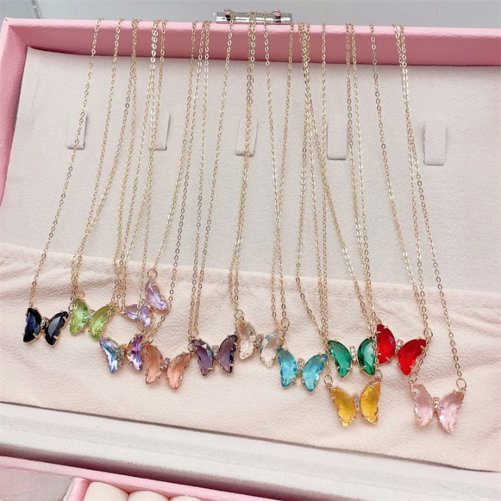 Crystal Butterfly Pendant Necklace for Women – Gold Chain Fashion Jewelry Gift (AWT-108) View Gallery - Pakistan