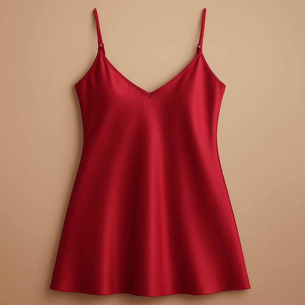 Satin Slip Dress – Sleeveless Camisole with Adjustable Thin Straps | Free Size