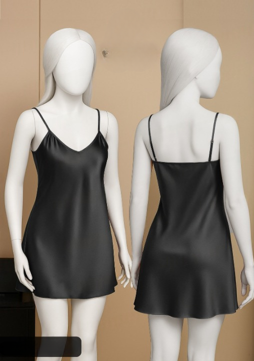 Satin Slip Dress – Sleeveless Camisole with Adjustable Thin Straps | Free Size View Gallery - Pakistan