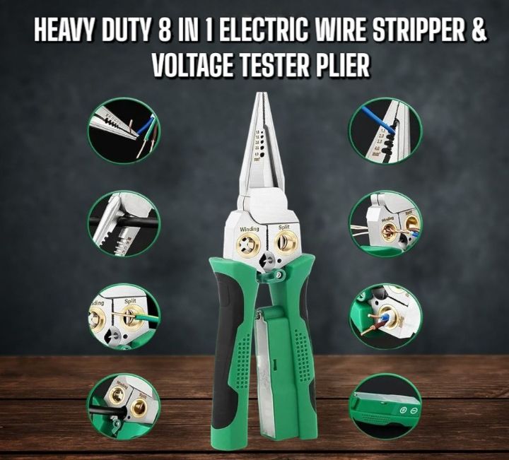 8-in-1 Wire Stripper &amp;amp; Voltage Tester – Multi-Purpose Electrical Tool for Professionals
