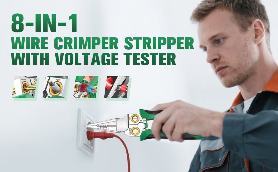 8-in-1 Wire Stripper &amp; Voltage Tester – Multi-Purpose Electrical Tool for Professionals View Gallery - Pakistan