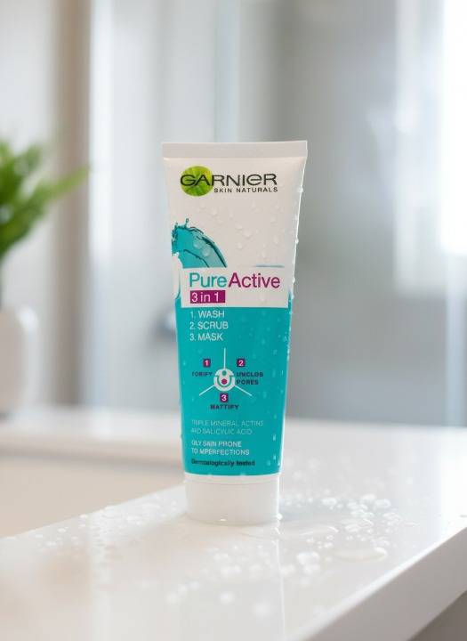 Garnier 3 in 1 Pure Active Face Wash – 100ml Liquid Cleanser for All Skin Types, Deep Cleansing and Refreshing Skincare View Gallery - Pakistan