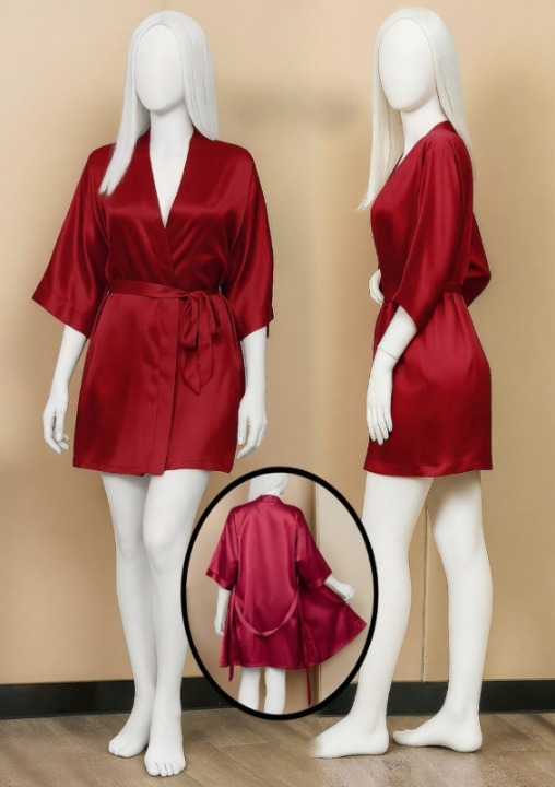 Satin Gown/Robe – Short Length with Waist Tie (DC-1001)