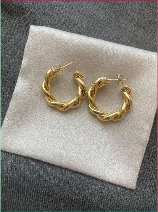 Twisted Sparkling Earrings for Women | Stylish Fashion Jewelry | Available in Silver &amp; Golden | Perfect for Parties, Weddings &amp; Daily Wear (WJ-101) View Gallery - Pakistan
