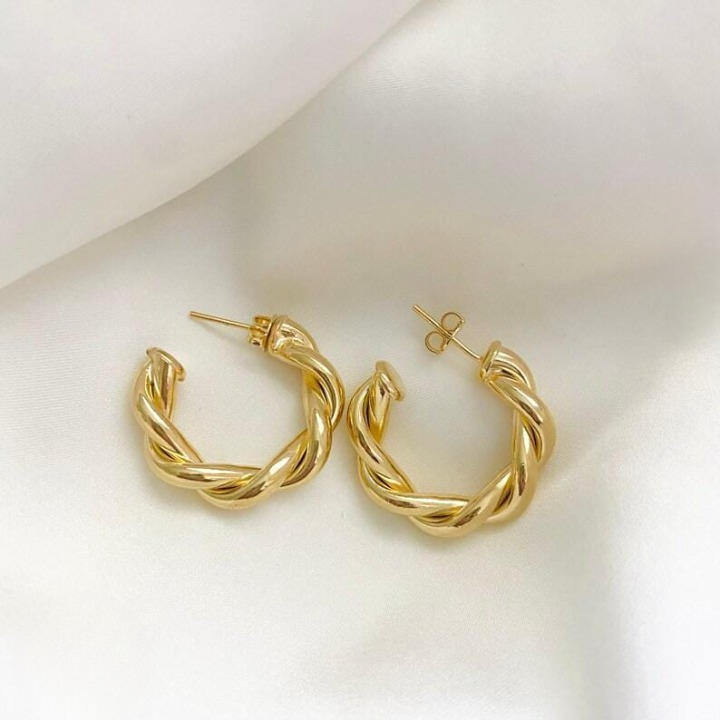 Twisted Sparkling Earrings for Women | Stylish Fashion Jewelry | Available in Silver &amp; Golden | Perfect for Parties, Weddings &amp; Daily Wear (WJ-101) View Gallery - Pakistan
