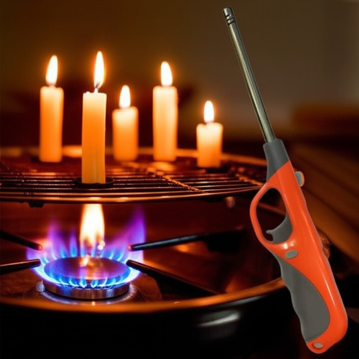 Electronic Refillable Gas Lighter for Kitchen, Stove, Candle, Camping, and Outdoor Use – Durable Butane Ignition with Easy Refill Design, Portable and Eco-Friendly Multipurpose Flame Lighter for Cooking, Grills, Fireplaces, and Travel (Random Color) View Gallery - Pakistan