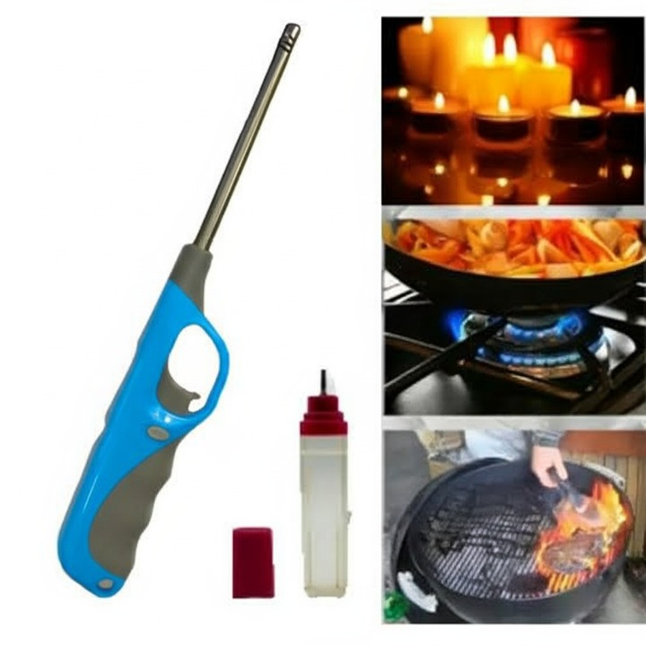 Electronic Refillable Gas Lighter for Kitchen, Stove, Candle, Camping, and Outdoor Use – Durable Butane Ignition with Easy Refill Design, Portable and Eco-Friendly Multipurpose Flame Lighter for Cooking, Grills, Fireplaces, and Travel (Random Color) View Gallery - Pakistan