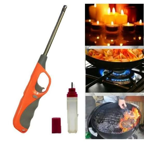 Electronic Refillable Gas Lighter for Kitchen, Stove, Candle, Camping, and Outdoor Use – Durable Butane Ignition with Easy Refill Design, Portable and Eco-Friendly Multipurpose Flame Lighter for Cooking, Grills, Fireplaces, and Travel (Random Color) View Gallery - Pakistan