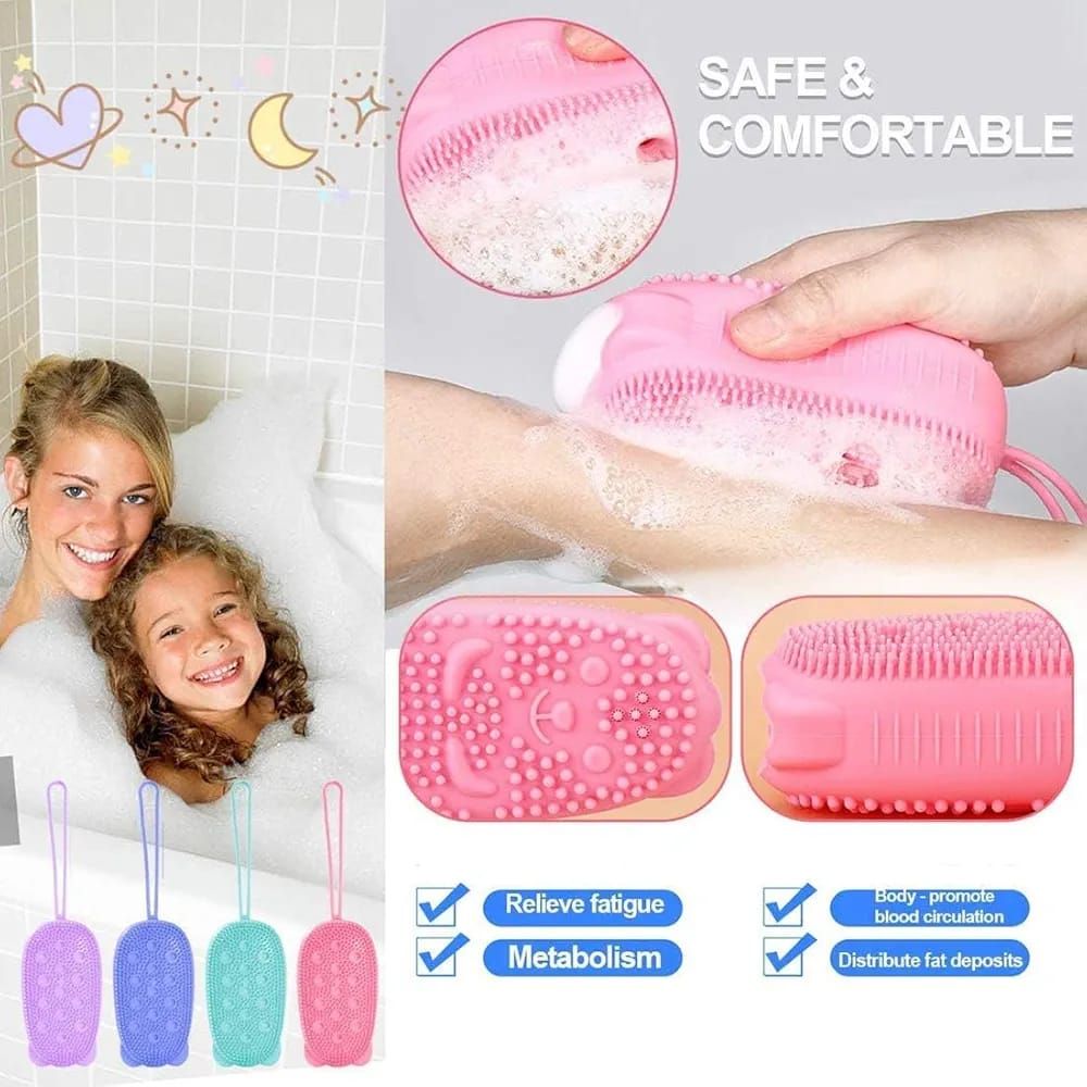 Bubble Bath Brush – Double-Sided Silicone Body Brush with Quick Foaming Sponge, Gentle Exfoliation &amp; Massage for All Skin Types View Gallery - Pakistan