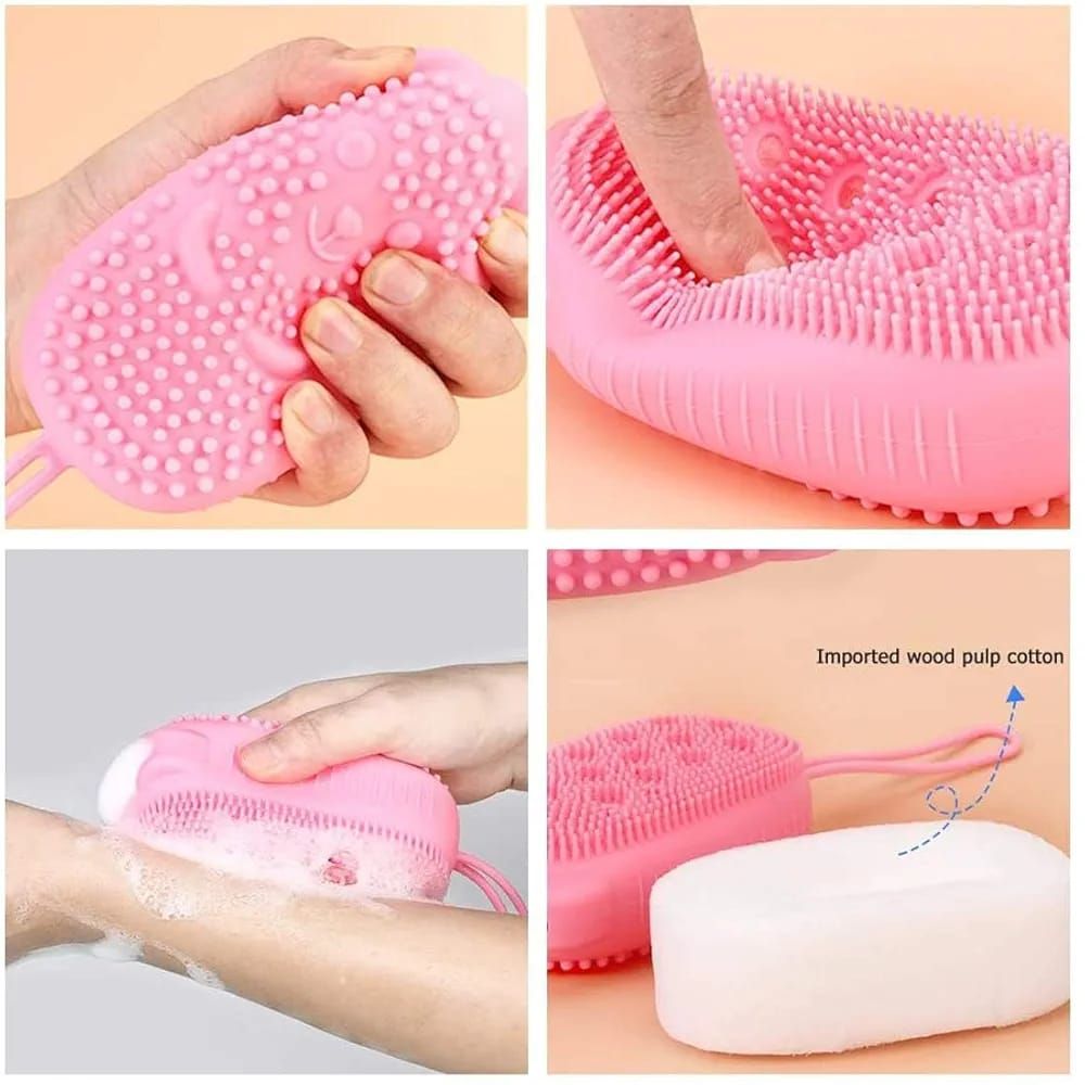 Bubble Bath Brush – Double-Sided Silicone Body Brush with Quick Foaming Sponge, Gentle Exfoliation &amp; Massage for All Skin Types View Gallery - Pakistan