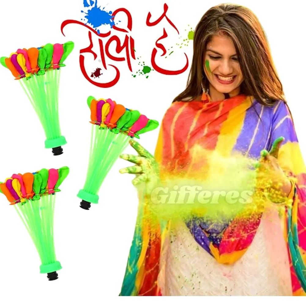 Self-Sealing Water Balloons – 111 Pcs | Automatic Fill &amp; Tie Magic Balloons with Universal Tap Adapter | Multicolored for Holi &amp; Summer Fun View Gallery - Pakistan