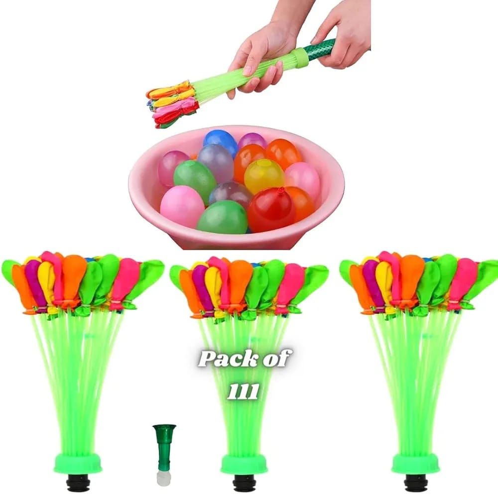 Self-Sealing Water Balloons – 111 Pcs | Automatic Fill &amp; Tie Magic Balloons with Universal Tap Adapter | Multicolored for Holi &amp; Summer Fun View Gallery - Pakistan