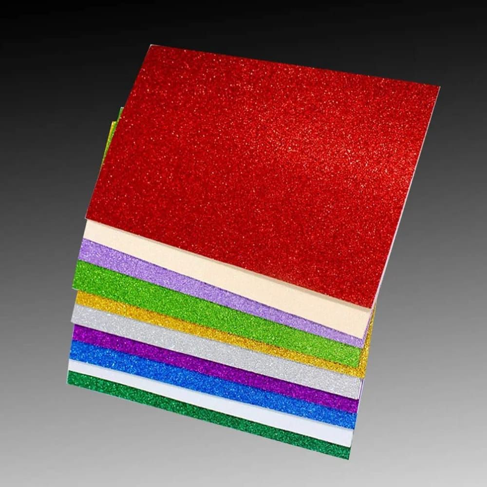 10PCS Glitter Foam Sheets – Premium A4 EVA Craft Adhesive Glitter Paper for DIY, Scrapbooking &amp; School Projects View Gallery - Pakistan
