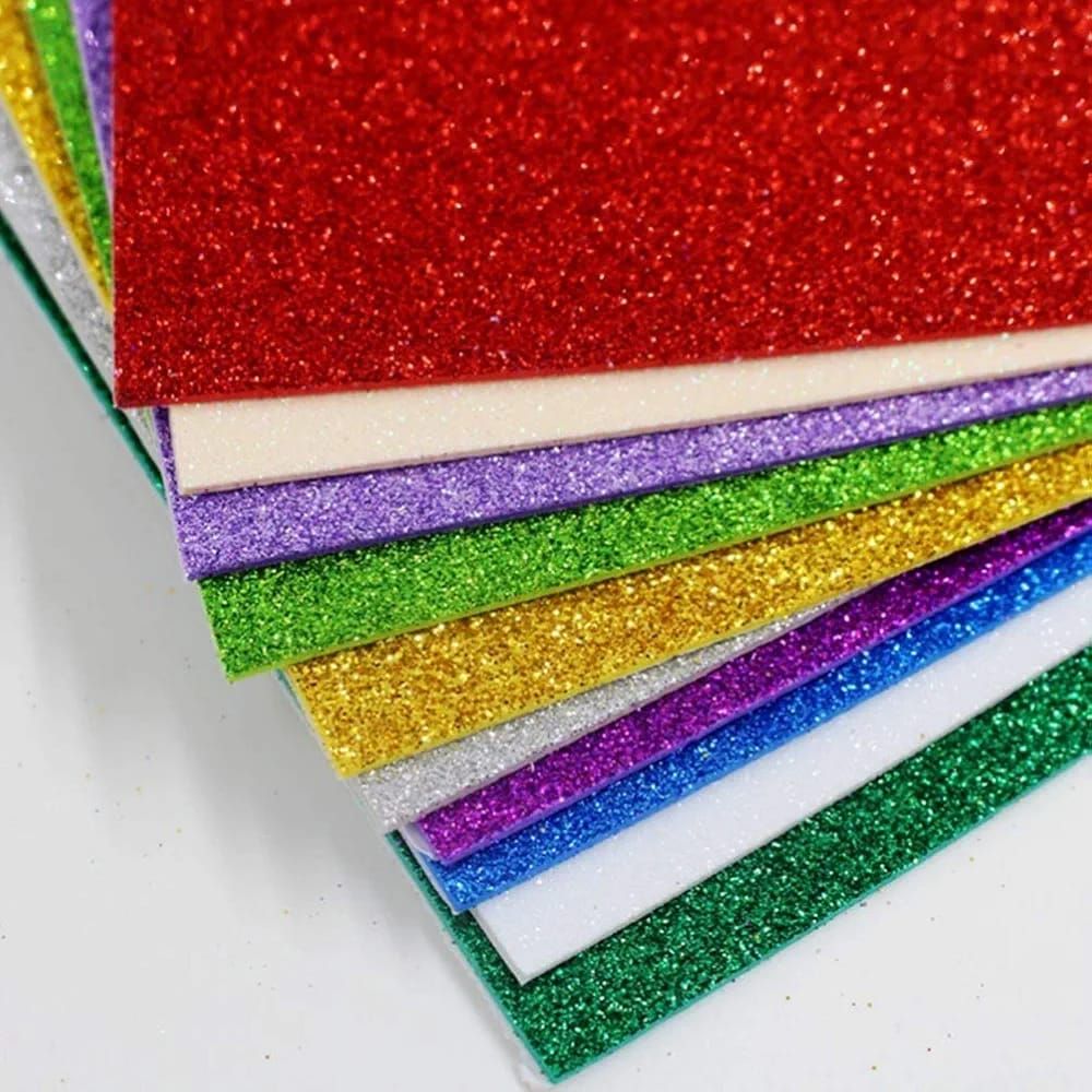 10PCS Glitter Foam Sheets – Premium A4 EVA Craft Adhesive Glitter Paper for DIY, Scrapbooking &amp; School Projects View Gallery - Pakistan