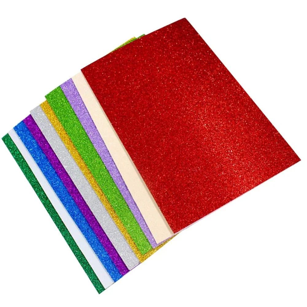 10PCS Glitter Foam Sheets – Premium A4 EVA Craft Adhesive Glitter Paper for DIY, Scrapbooking &amp; School Projects View Gallery - Pakistan