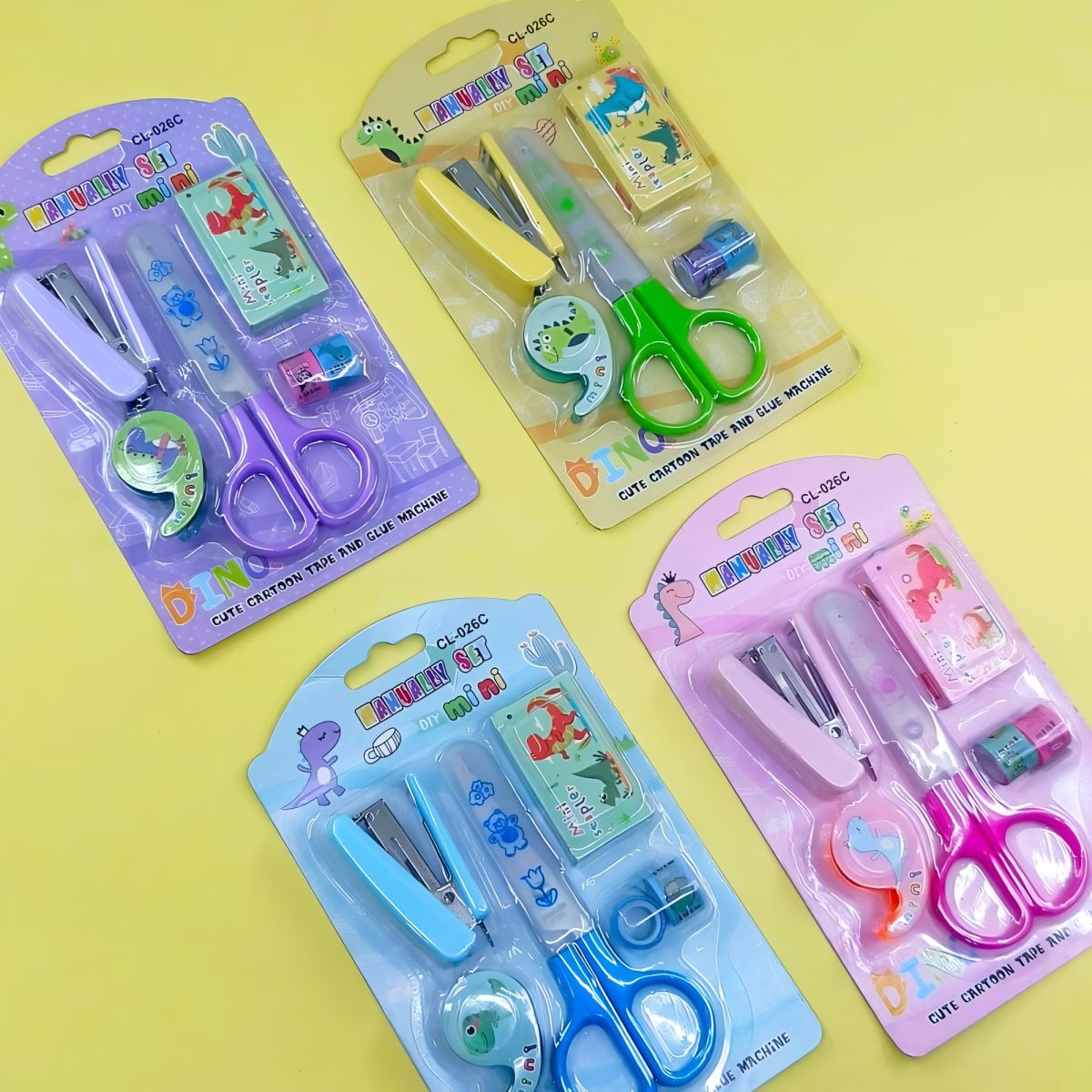 Space-Themed Stationery Set for Students and Office Use – 6-Piece Desk Organizer Kit with Stapler, Staple Pins, Scissors, Mini Washi Tapes, and Tape Dispenser – Creative Back-to-School and Gift Set (Random Color)