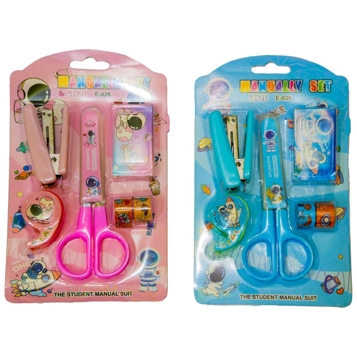 Space-Themed Stationery Set for Students and Office Use – 6-Piece Desk Organizer Kit with Stapler, Staple Pins, Scissors, Mini Washi Tapes, and Tape Dispenser – Creative Back-to-School and Gift Set (Random Color) View Gallery - Pakistan