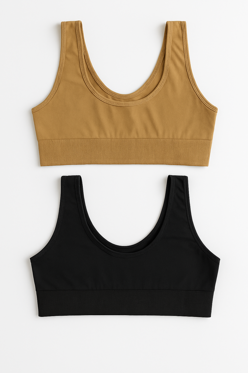 Women's Lycra Sports Bra Set – Black &amp; Skin | Ideal for Gym, Yoga &amp; Daily Comfort (Pack of 2) View Gallery - Pakistan
