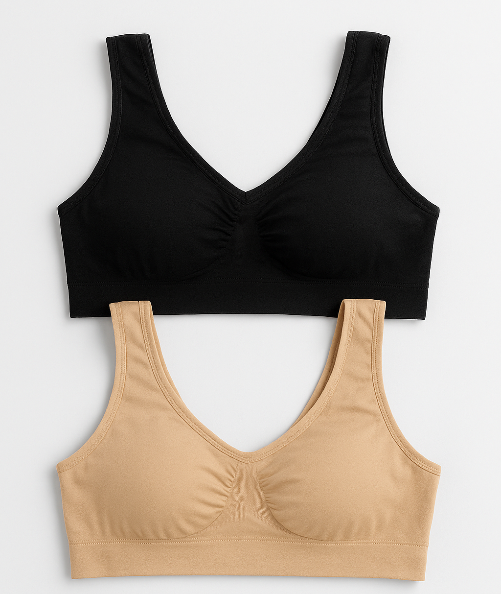 Women's Lycra Sports Bra Set – Black &amp; Skin | Ideal for Gym, Yoga &amp; Daily Comfort (Pack of 2) View Gallery - Pakistan