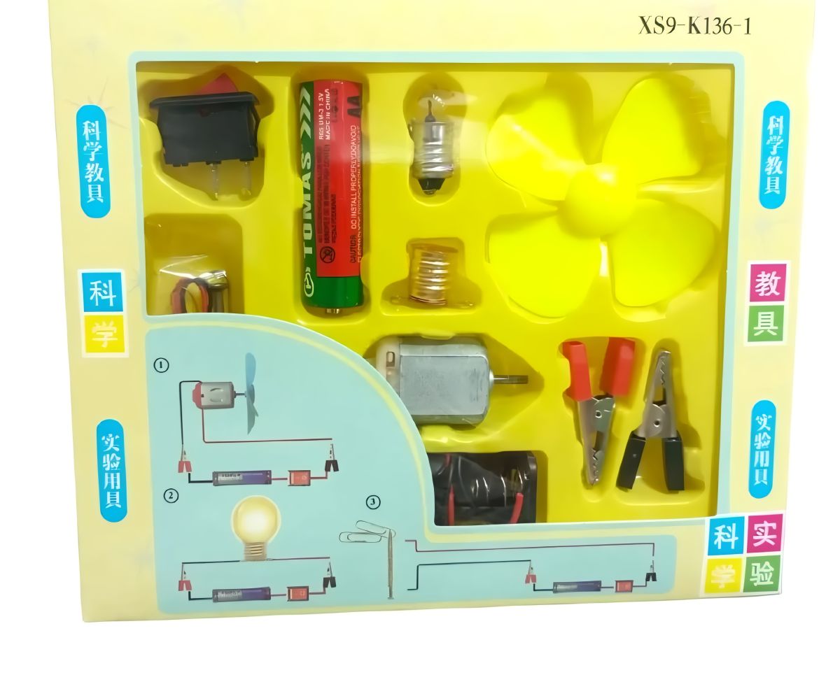 Bulb and Fan Electric Science Experiment Kit for Kids and Adults – DIY STEM Educational Toy for Physics Projects, Model Building, and Circuit Learning – Hands-On School Science Experiment Kit with Motor, Fan, Bulb, and Accessories (Random Color) View Gallery - Pakistan