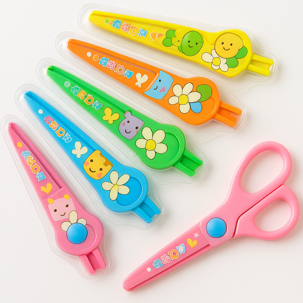 Set of 6 Multistyle Children Safety Scissors – All Plastic Toddler Craft Scissors with Round Tips for School &amp;amp; DIY
