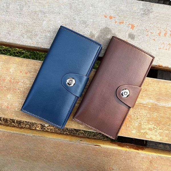 Tri-Fold Pure Leather Long Wallet for Men &amp; Women – Genuine Cow Leather Fashion Wallet with Multiple Card Slots, Cash &amp; Mobile Compartments – Stylish Smooth Pattern in Brown, Black &amp; Blue (18×9×2cm) View Gallery - Pakistan